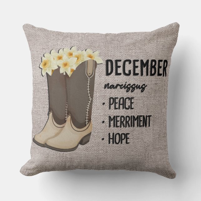 Almofada Floral Boot Birth Month Flower/ Dezembro Narciso (Frente)