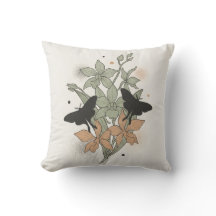 Almofada Floral Botânica Borboleta Pêssego Salvia