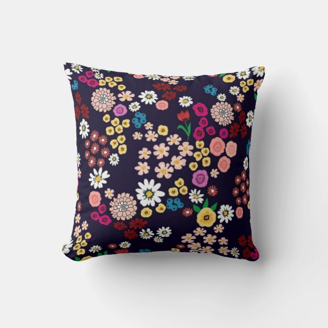 Almofada Floral botanical motif elegant flower artwork, (Frente)