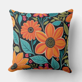 Almofada floral branco colorido