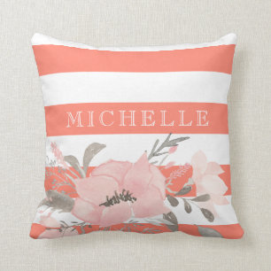 Almofada Floral branco da tangerina personalizado