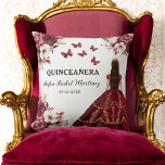 Almofada Floral Burgundy Princesa Quinceanera Aniversário<br><div class="desc">O Travesseiro decorativo de aniversário da Princesa Floral Quinceañera, Quinceañera, adiciona um toque de elegância à sua celebração. Apresentando um rico fundo burguês com delicados sotaques florais, este travesseiro complementa perfeitamente uma quinceñera com o tema da princesa. Personalizado com o seu nome ou detalhes do evento, é uma bela manutenção...</div>