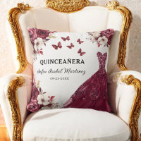 Floral Burgundy Princesa Quinceanera Aniversário