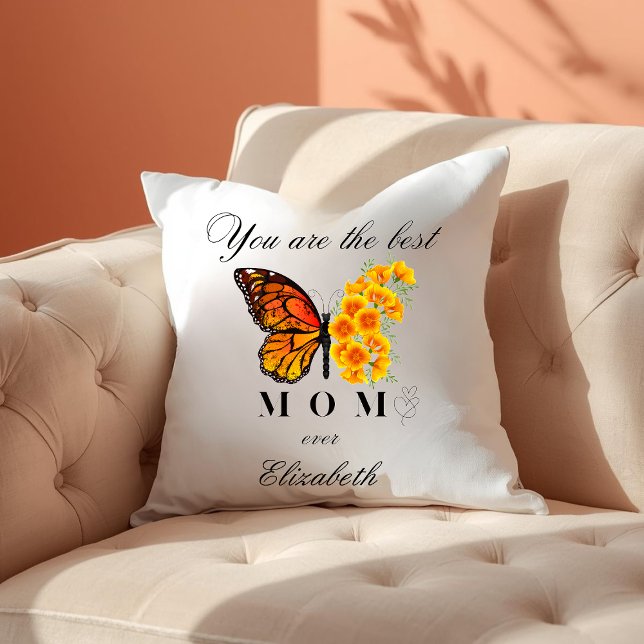 Almofada Floral Butterfly Mother's Day Personalized Pillow (Criador carregado)