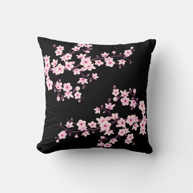 Almofada Floral Cereja Flor Cor-de-Rosa (Frente)