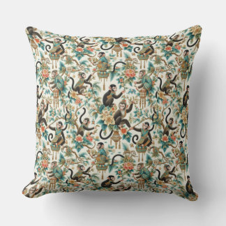 Almofada Floral Chinoiserie Monkey