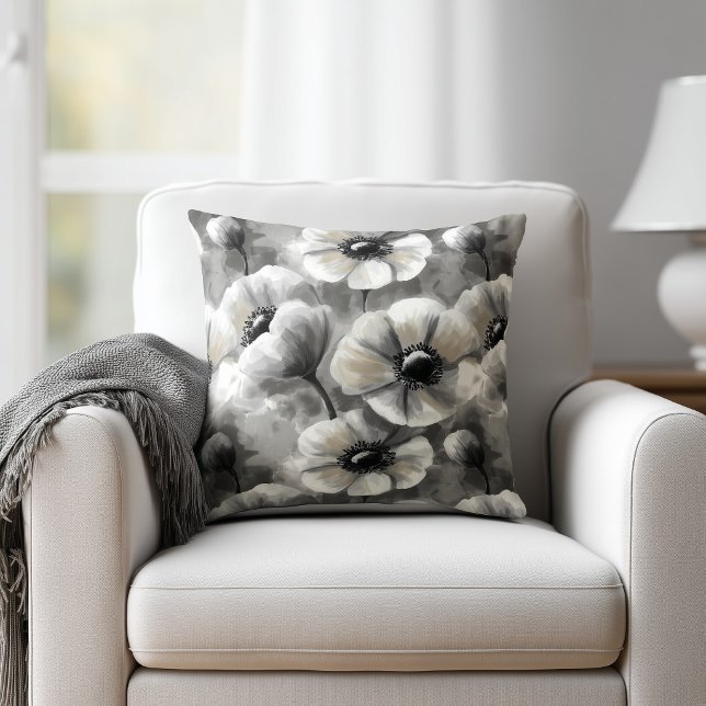 Almofada Floral Cinza Aquarela (Criador carregado)