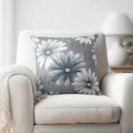 Almofada Floral Cinza e Branco