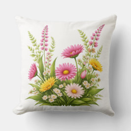 Almofada Floral Colorido com Folhas e Botões