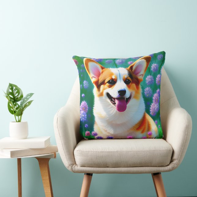 Almofada Floral Corgi (Cadeira)