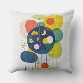 Almofada Floral Cósmico Moderno Meio do Século Boho Abstrat