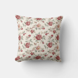 Almofada Floral Creme Vermelho Pretty Chic  