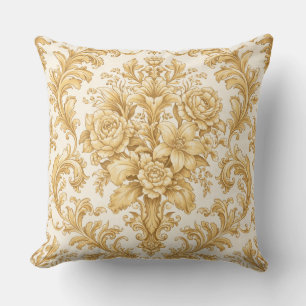 Almofada Floral Damasco Dourado