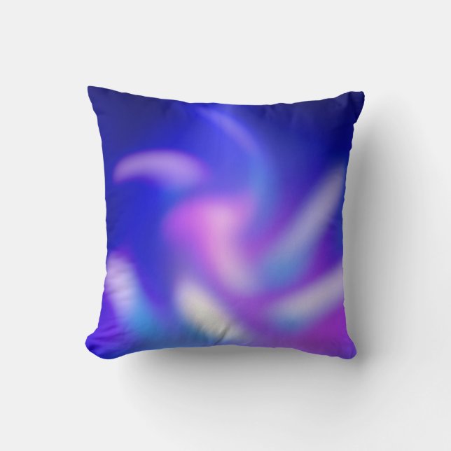Almofada Floral de Blur abstrato azul e roxa (Frente)