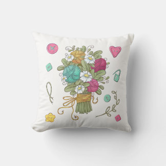 Almofada Floral de Costura Buquê Fofo Arte