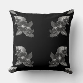 Almofada Floral de Escala de Cinza