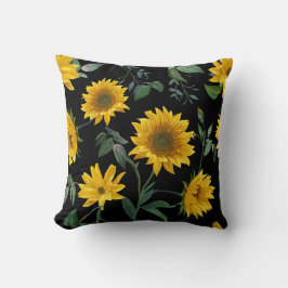Almofada Floral de girassol preto e amarelo
