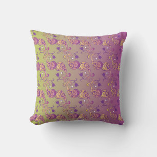 Almofada Floral de Paisley Verde e Rosa-abstrato