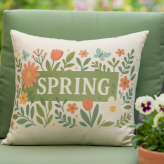 Almofada Floral de Primavera em Cor Bege