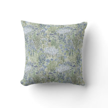 Almofada Floral de Tapeçaria de Jardim Azul e Verd
