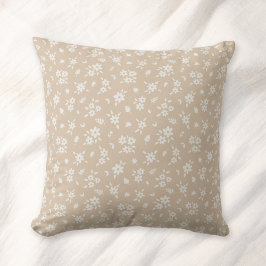 Almofada Floral Delicado Neutro Suave Bege Taupe Desbotado