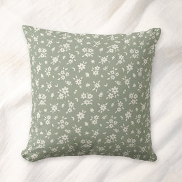 Almofada Floral Delicado Neutro Suave Verde Sage Cottagecor