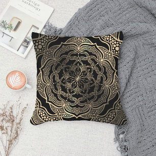 Almofada Floral Dourado e preto Mandala linda Na moda