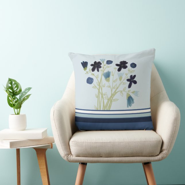 Almofada Floral E Stripe Reversível (Cadeira)