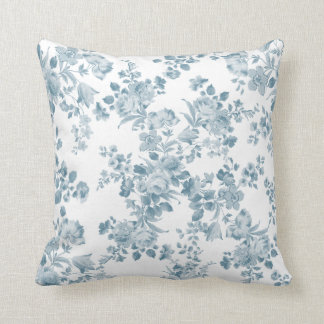 Almofada Floral elegante boémio branco azul do vintage