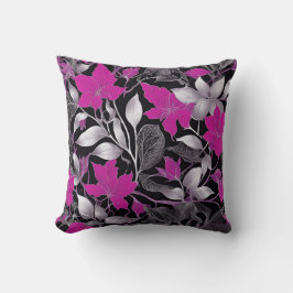 Almofada Floral Elegante com Folhas Rosa e Pratead