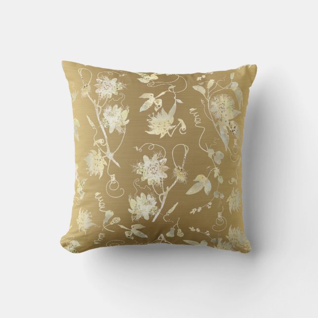Almofada Floral Elegante Moderno Dourado (Frente)