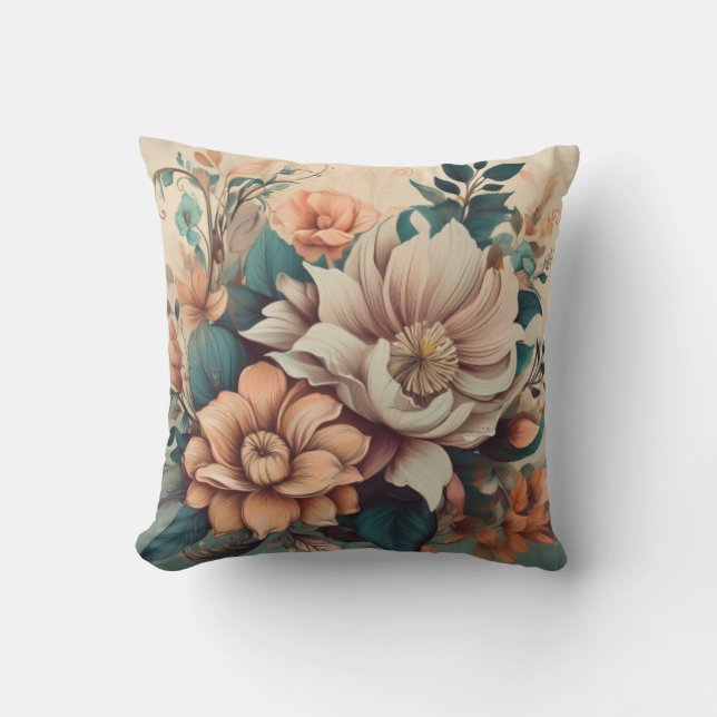 Almofada Floral Elegante Vintage com Dois Lados (Frente)