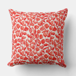 Almofada Floral em padrão vermelho