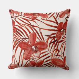 Almofada Floral em padrão vermelho