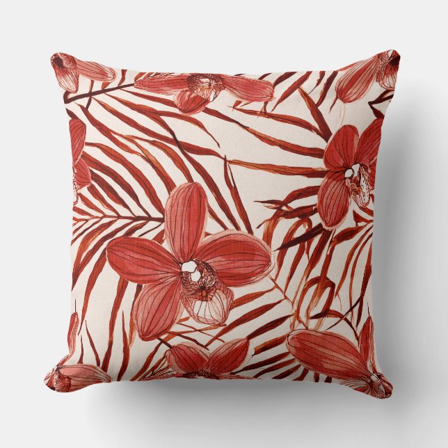 Almofada Floral em padrão vermelho (Frente)