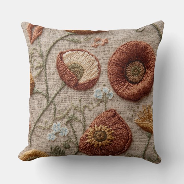 Almofada Floral Embroidered Rustic – Design Bloom (Frente)