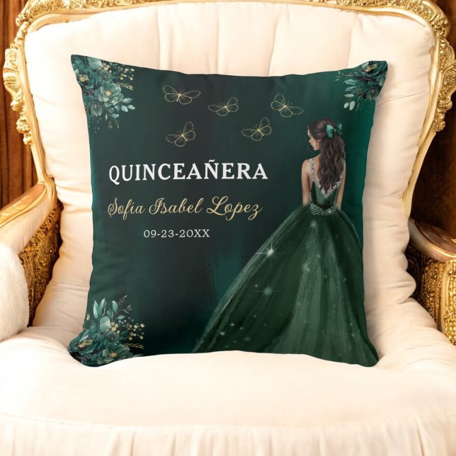 Almofada Floral Emerald Green Princess Quinceanera (Criador carregado)