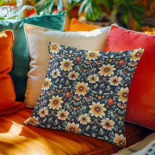 Almofada Floral Escandinavo Azul