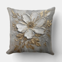 Almofada Floral Fazenda Neutra Cinza Branco Dourado