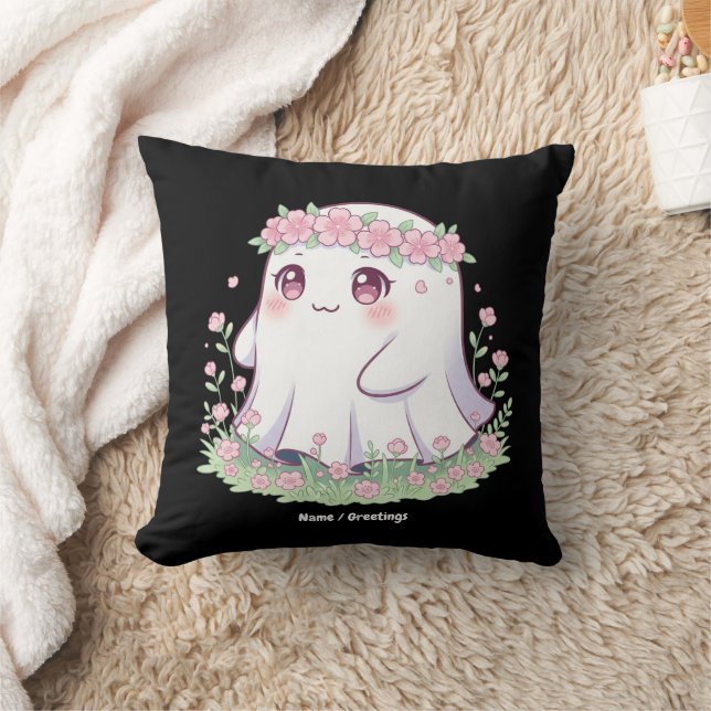 Almofada Floral Ghost Halloween Figurume para Meninas (Cobertor)