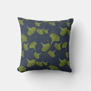 Almofada Floral Gingko Leaf Blue Patterno
