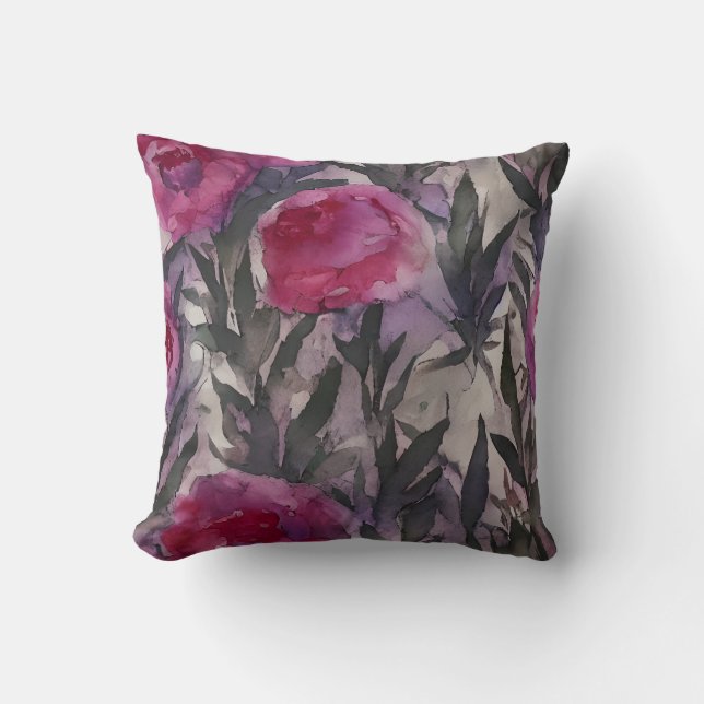 Almofada Floral Gótico Aquarela Roxo (Frente)