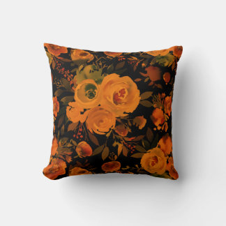 Almofada Floral gótico Laranja e Preto