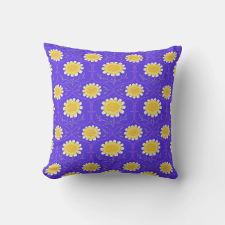 Almofada Floral Grego Azul e Amarelo Mediterrâneo