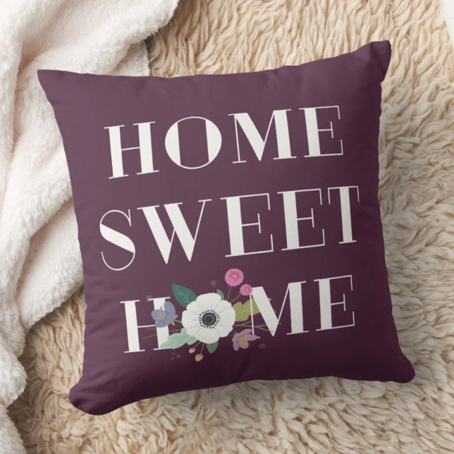 Almofada Floral Home Sweet Home Travesseiro - Plum (Criador carregado)