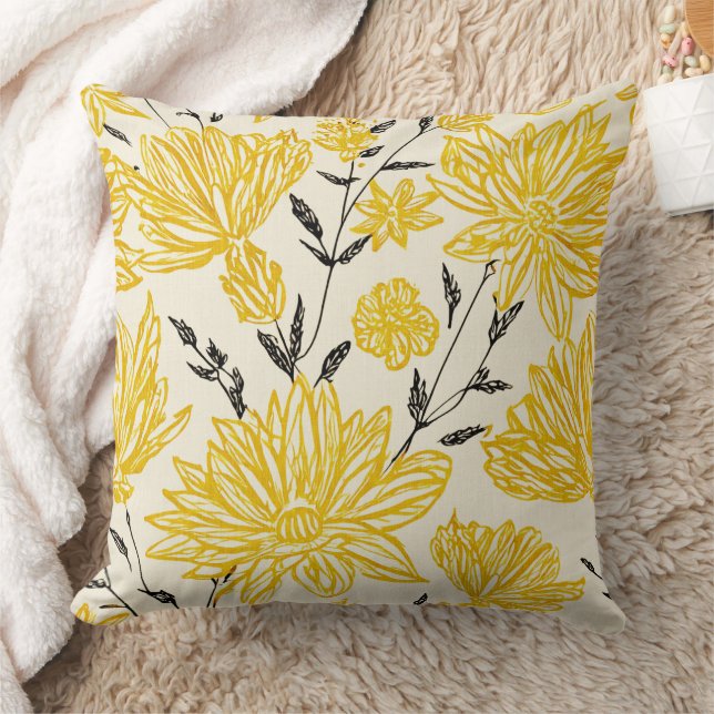 Almofada Floral in yellow pattern (Cobertor)