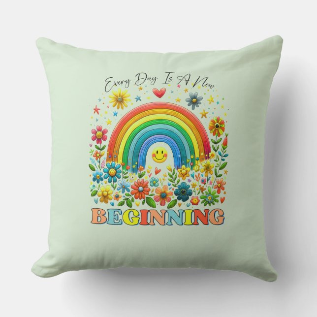 Almofada Floral Inspirational Quote Throw Pillow (Frente)
