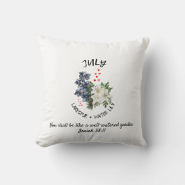 Almofada Floral JULY Birth Month Flower Custom Christian