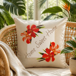 Almofada Floral Laranja | Caqui e Branco | Lar Doce Lar