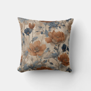 Almofada Floral Laranja e Azul